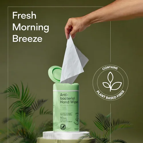 Miniatura 4 de BIOPURE Toallitas antibacterianas para manos Fresh Morning Breeze - Toallitas antibacterianas con fórmula de aloe y vitamina E Canister