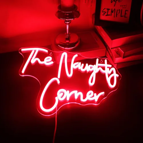 Miniatura 9 de QiaoFei Letrero LED de neón con texto en inglés "The Naughty Corner" con letras alimentadas por USB, luces de neón para habitación de niñas, hogar