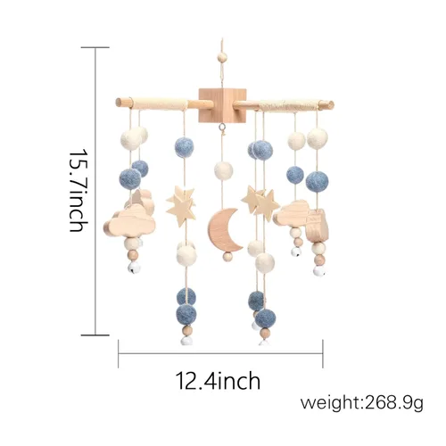 Miniatura 5 de Móvil de bebé para cuna Cuna de bebé, cuna de bebé, luna de estrella móvil para bebés niños y niñas Decoración bohemia para guardería Juego