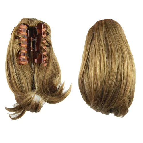 Miniatura 3 de S_SSOY Extensión de pelo sintético de 10 pulgadas para mujer, con clip de garra recta y corta en cola de caballo, extensión de pelo sintético