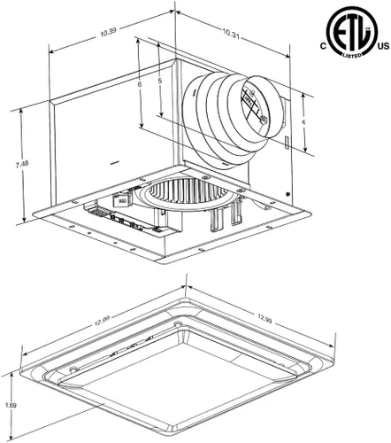 Miniatura 2 de Aero Pure ABF110DH G5 50-80-110 CFM Ventilador de ventilación de baño silencioso de velocidad ajustable con sensor de humedad, certificado Energy