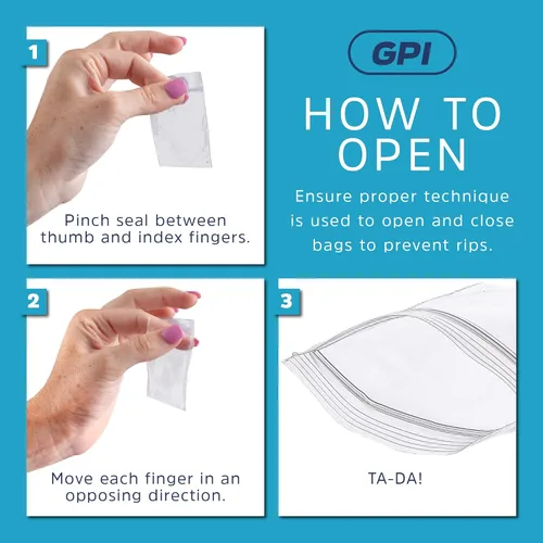 Miniatura 7 de GPI Caja de 1000 bolsas de plástico transparente recerrable con cremallera de 3" x 4" - A granel de 2 mil de grosor, bolsitas de poli fuertes