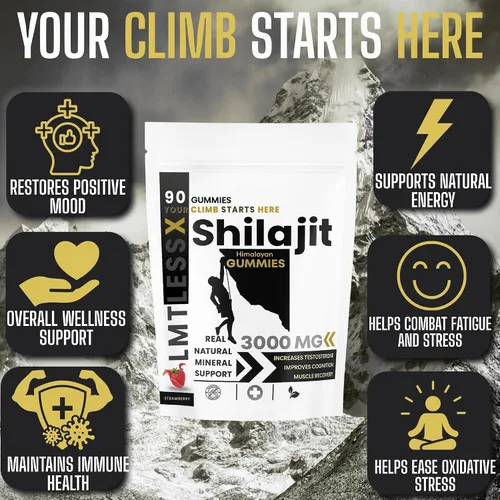 Miniatura 2 de Shilajit - Gomitas para hombres y mujeres, gomitas puras de Shilajit del Himalaya, Gokshura con más de 85 minerales, sabor auténtico, 100% natural