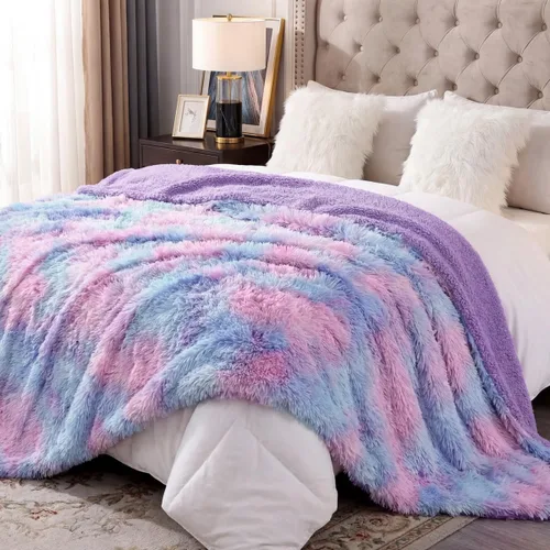 Miniatura 4 de KAWAHOME Manta de piel sintética para cama, ultra suave, cálida, lanuda y esponjosa para sofá, ropa de cama afelpada, acogedora y lujosa