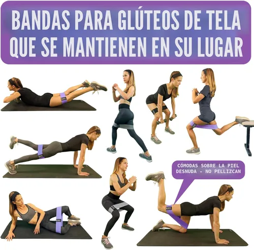 Miniatura 2 de Bandas de resistencia para entrenar con guía de bandas de entrenamiento. 4 bandas de entrenamiento para mujeres y hombres, bandas elásticas de tela