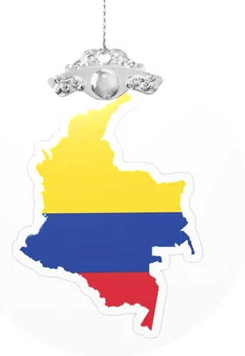 Miniatura 8 de Colgante redondo de cristal con diseño de mapa de bandera de Colombia con detalles dorados y plateados para colgar la decoración del árbol