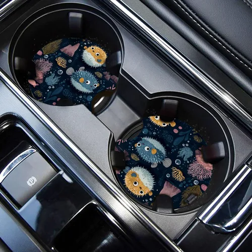WOCOCN Posavasos para automóvil, portavasos para automóvil, 2.75 pulgadas, antideslizantes y absorbentes, bonitos accesorios interiores para Negro