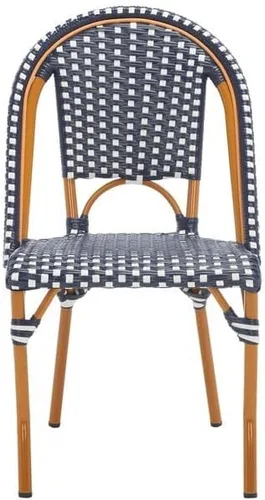 Miniatura 15 de SAFAVIEH Juego de 2 sillas auxiliares California Bistro para exteriores, color azul y blanco, mimbre sintético y marco de aluminio, diseño tejido
