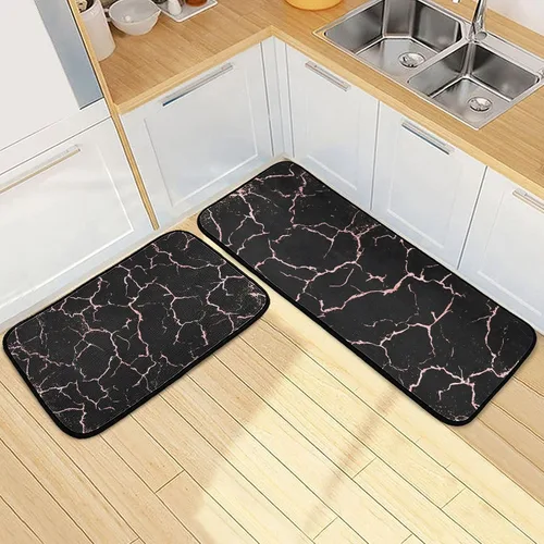 Miniatura 19 de Alfombras de cocina con girasoles para cocina, 2 piezas de búfalo a cuadros, girasol, antifatiga, alfombra antideslizante para piso, alfombra