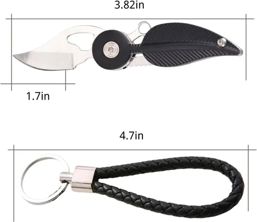 Miniatura 2 de Mini cuchillo de bolsillo para mujer con cadena, gadget genial, cuchillo Edc, lindo accesorio para llaves (negro)