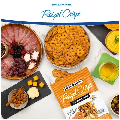 Miniatura 4 de Snack Factory Pretzel Crisps, Queso Cheddar, 7.2 Oz