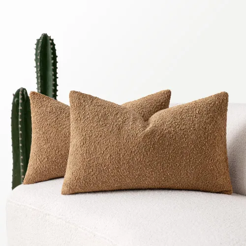 Miniatura 30 de MIULEE - Juego de 2 fundas de almohada decorativas con textura de bucle, de 50 x 50 cm, para sofá y cama, almohadas de invierno neutras, fundas