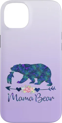 Miniatura 15 de Teal Blue Purple Floral Mama Bear and One Cub Silver Purple Case for iPhone 17
