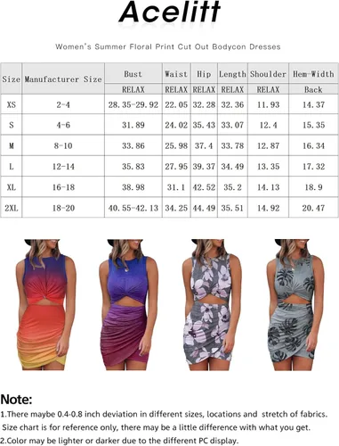 Miniatura 5 de Acelitt Vestido ajustado de verano para mujer sin mangas con huecos con torcedura para fiesta