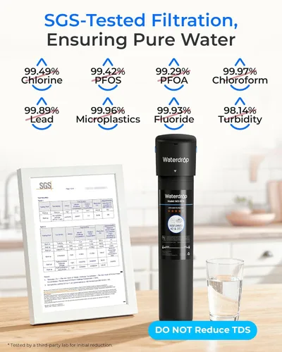 Miniatura 3 de Waterdrop 15UA - Sistema de filtro de agua para debajo del fregadero, 2 años, reduce el plomo, el cloro, el mal sabor y el olor, filtro de agua