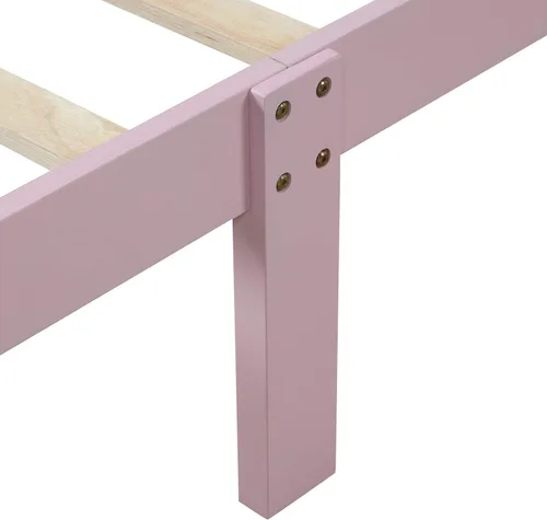 Miniatura 7 de Base de cama de plataforma de madera, base de cama individual, base de colchón con cabecera, estribo, soporte de listones de madera