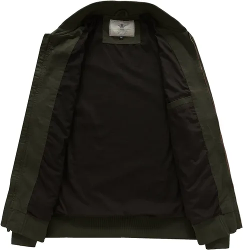 Miniatura 3 de WenVen Chaqueta bomber de algodón ligero para hombre, rompevientos militar casual