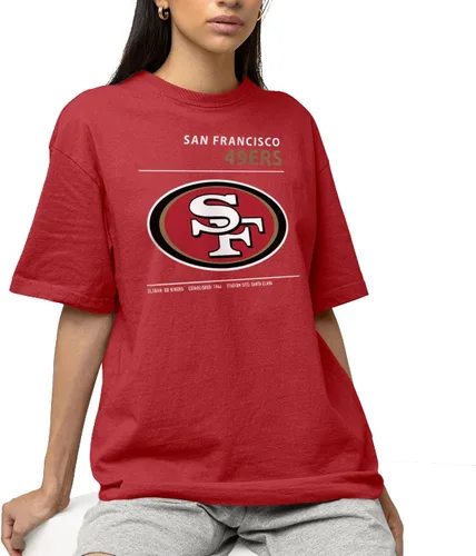 Miniatura 2 de Hybrid Sports NFL - Team Logo and Stats - Adult Unisex Short Sleeve Fan T-Shirt for Men and Women - Officially Licensed rojo