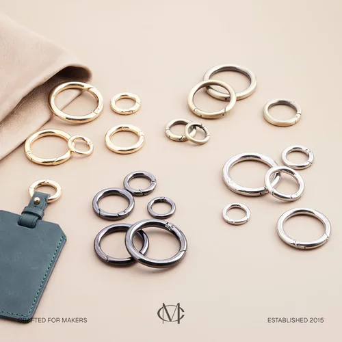 Miniatura 9 de CRAFTMEMORE 2 unids 1 1/2 pulgadas O Rings Snap Clip Spring Opening O-Ring Mosquetón Llavero Cierre redondo Hebilla Monedero Hardware SCOS (dorado)