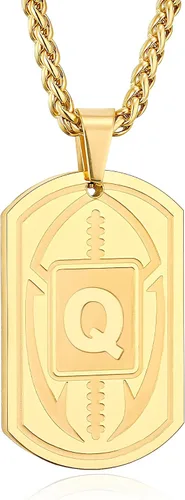 Miniatura 74 de Graduation Gifts - Football Initial Necklace for Men Boys Kids Teen Dog Tag Stainless Steel Black Letter Pendant Sport Football Athletes Jewelry