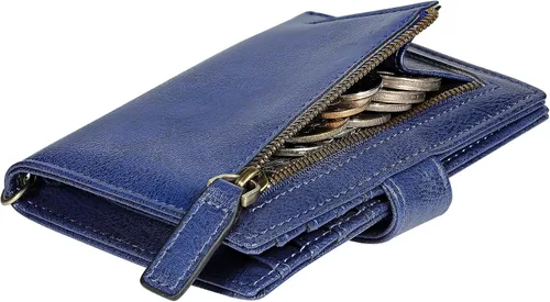 Miniatura 5 de Travelambo Rfid Wallet - Cartera de cuero para mujer, Azul profundo, Moda