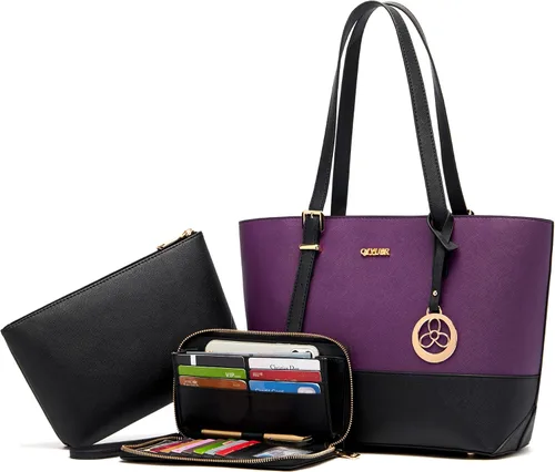 Juego de bolsos y carteras para mujer, bolso de mano para el trabajo, bolso de hombro con asa superior y cartera a juego
