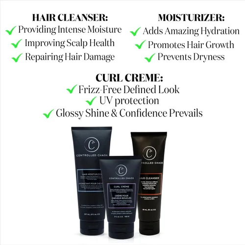 Miniatura 4 de Controlled Chaos Set de cuidado del cabello para cabello rizado, paquete de 3 unidades, incluye champú, acondicionador, crema definidora de rizos