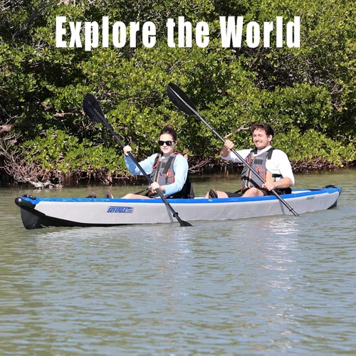 Miniatura 3 de Sea Eagle RazorLite Kayak inflable – Ligero, punto caído, kayak de turismo de alta velocidad – Solo o en tándem – Asiento trasero alto, remo (s)