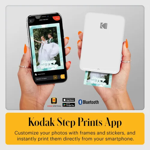 Miniatura 4 de KODAK Step - Impresora fotográfica inalámbrica de 5 x 8 cm con tecnología de papel Zink y aplicación KODAK para iOS y Android (color negro), paquete