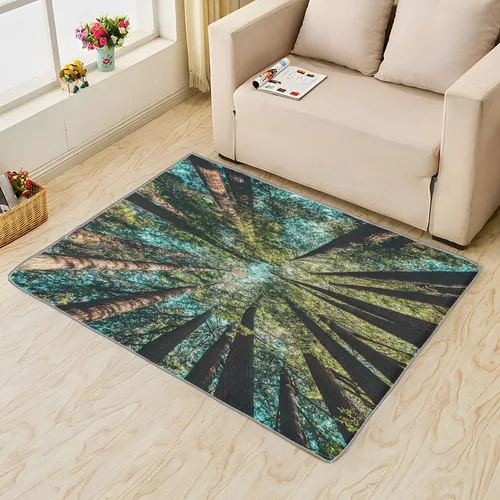 Miniatura 4 de Alfombras de bosque para dormitorio, sala de estar, techo de árbol, alfombra de 4 x 5 pies, lavable, antideslizante, suave, alfombra de pelo bajo