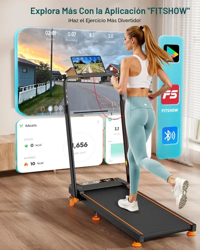Miniatura 9 de Rayspace Almohadilla para caminar con 12% de inclinación/altura ajustable, almohadilla mejorada de 3.5 HP con barra de asa, caminadora plegable 4