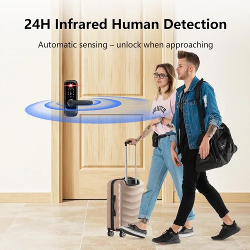 Miniatura 5 de Cerradura inteligente con cámara, reconocimiento facial 3D de huellas dactilares de huellas dactilares, timbre de video, mango electrónico WiFi
