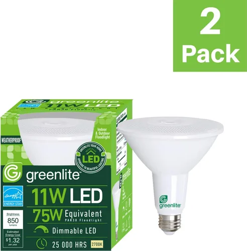 Miniatura 2 de Greenlite Bombilla LED PAR30 de cuello largo regulable, 11 W (equivalente a 75 W), 850 lúmenes, 2700 K blanco suave, interior/exterior, resistente a