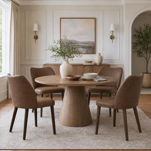 Miniatura 28 de MALOL Juego de 2 sillas de comedor, sillas laterales de cocina tapizadas de tela con patas de madera para uso en cocina y restaurante, color beige