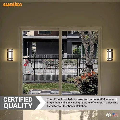 Miniatura 7 de Sunlite 81434 - Lámpara LED estilo misión de 12 pulgadas, aplique de pared de medio cilindro, seleccionable 3 CCT 3000K-5000K, 15 vatios, 800