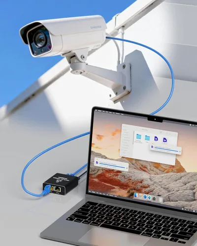 Miniatura 8 de Divisor Ethernet Gigabit 1 a 2, Divisores de cable LAN, interruptor Ethernet RJ45 de alta velocidad de 1000 Mbps con cable de alimentación USB C