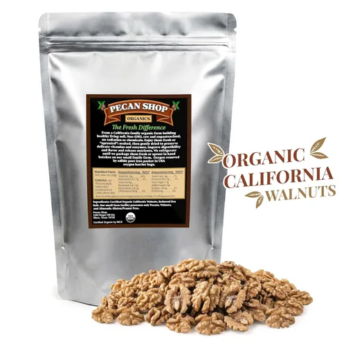 Miniatura 7 de Pecan Shop Nueces orgánicas de California para aperitivos, cultivo en huerto familiar, germinado, ligeramente salado en el mar, (2 libras)