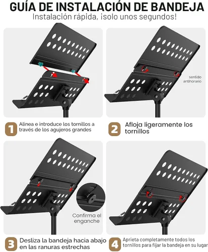 Miniatura 5 de Vekkia Atril para Partituras - Atril de Música Profesional Portátil de Metal Perforado con Bolsa de Transporte, Soporte de Música Plegable