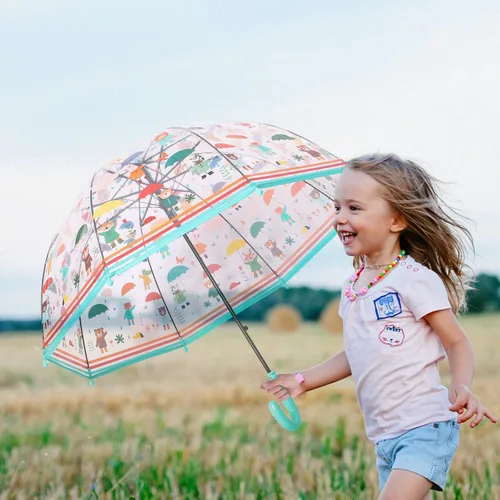 Paraguas transparente y transparente para niños con mango de fácil agarre, paraguas de burbujas cúpula, resistente al viento para niños y niñas,