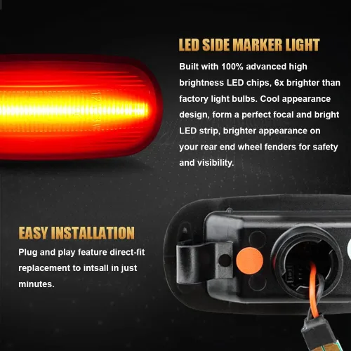 Miniatura 9 de D-Lumina Conjunto de luces LED laterales ámbar y rojo compatible con Dodge Ram 2500 3500 2003-2009 marcadores laterales de guardabarros de cama
