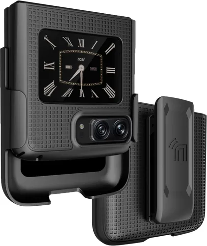 Funda con clip para Motorola RAZR 2022 Flip Phone, Nakedcellphone [textura de cuadrícula] cubierta rígida delgada y [rotación/trinquete] Combo de