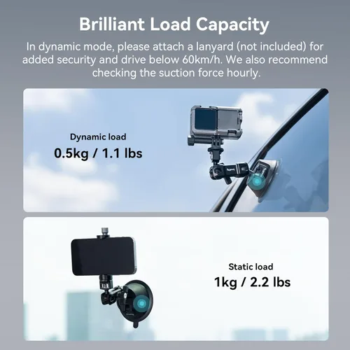 Miniatura 4 de SMALLRIG Soporte de ventosa para GoPro con pasador antitorsión, soporte de metal para parabrisas de automóvil en el exterior, montaje en tablero