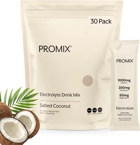 Miniatura 11 de ProMix Nutrition Paquetes de hidratación de electrolitos en polvo, sal rosa del Himalaya, magnesio, potasio, vitamina C, sandía salada, ligeramente