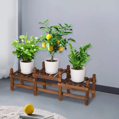 Miniatura 6 de Soporte de madera para flores, soporte pequeño para plantas de interior y exterior, estante de ventana baja para plantas, alféizar de ventana