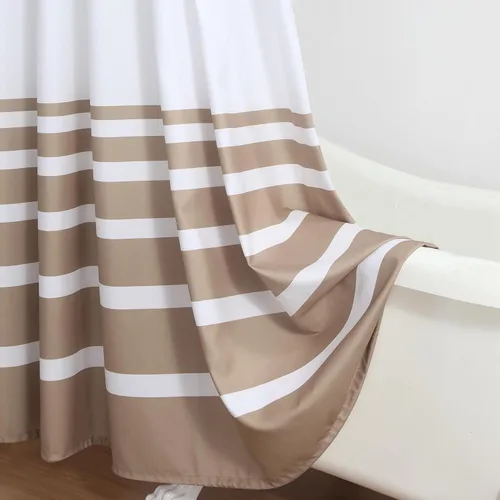 Miniatura 43 de Cortinas de Ducha Negras, Cortinas de Ducha de Poliéster Impermeable con Rayas Horizontales Degradadas en Blanco y Negro Modernas para Baño, 72x72