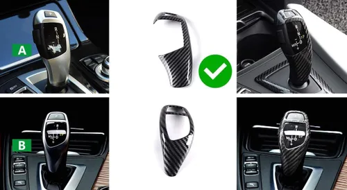 Miniatura 2 de iJDMTOY Cubierta de Decoración de Palanca de Cambios con Patrón de Fibra de Carbono Negro Brillante Compatible con BMW Fxx Serie 2 3 4 5 7 X3 X4 X5