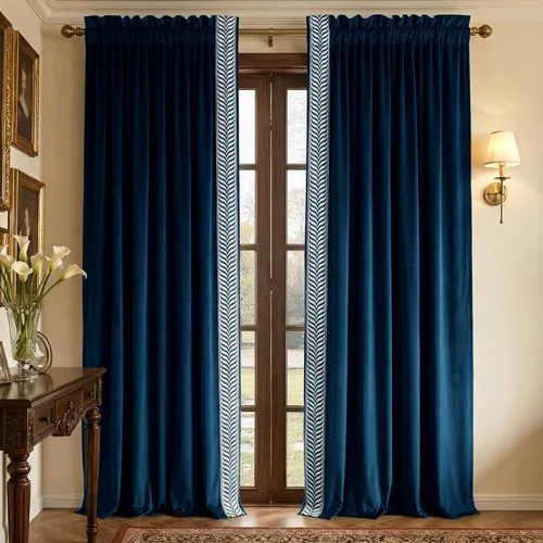 Miniatura 102 de NICETOWN Cortinas opacas de terciopelo extralargas negras de 120 pulgadas de largo para telón de fondo, cortinas de terciopelo con aislamiento Serie