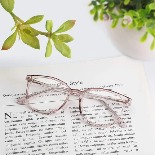 Miniatura 5 de FONHCOO - Lentes con bloqueo de luz azul de moda, redondos, TR90, transparentes, gafas anti UV para computadora para mujeres y hombres Marrón claro