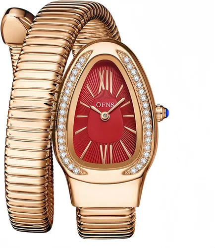 Miniatura 10 de OFNS Relojes de Serpiente para Mujeres Reloj de Pulsera Tipo Brazalete de Lujo con Forma de Serpiente con Diamantes de Cuarzo Esfera con Números