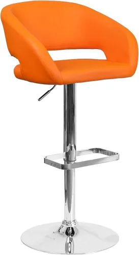 Miniatura 22 de Flash Furniture Erik Taburete de bar contemporáneo de altura ajustable con reposapiés y respaldo medio redondeado, taburete tapizado o altura